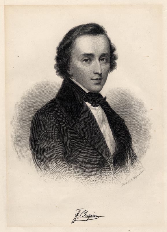 Chopin, engraving by Weger, based on a painting by Scheffer
