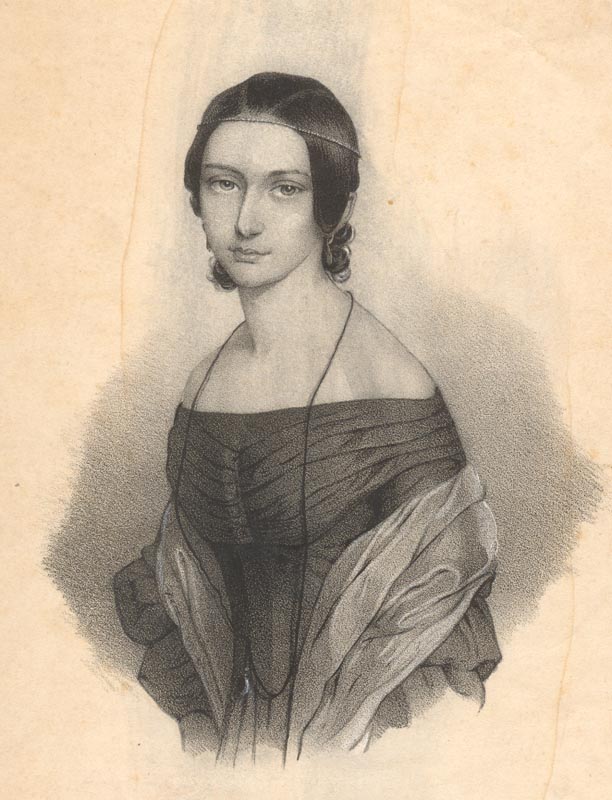 Clara Schumann. Engraved portrait by Em. Raerentzen & Co., 1842